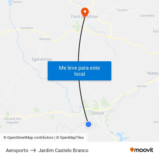 Aeroporto to Jardim Castelo Branco map