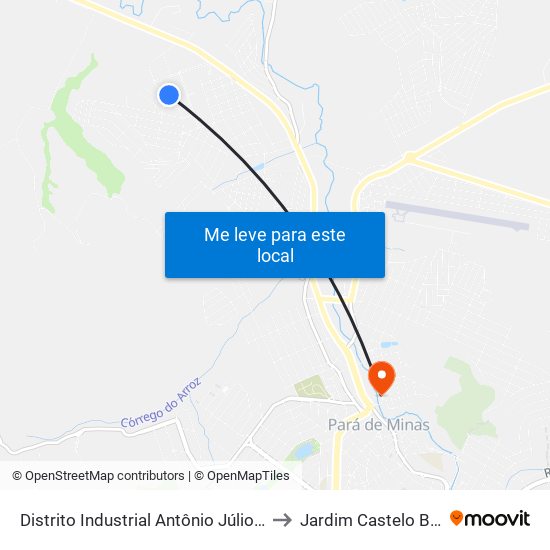 Distrito Industrial Antônio Júlio De Faria to Jardim Castelo Branco map