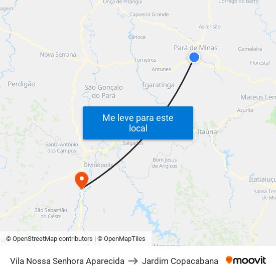 Vila Nossa Senhora Aparecida to Jardim Copacabana map