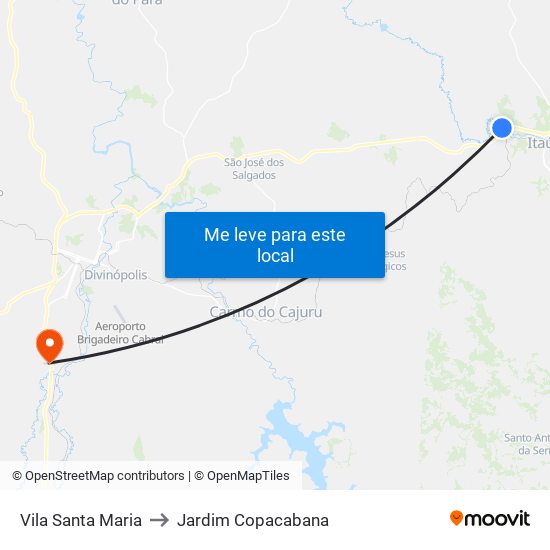 Vila Santa Maria to Jardim Copacabana map