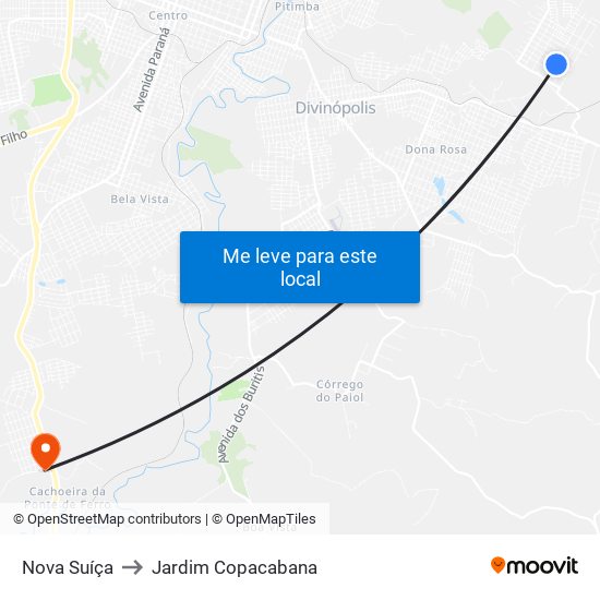 Nova Suíça to Jardim Copacabana map