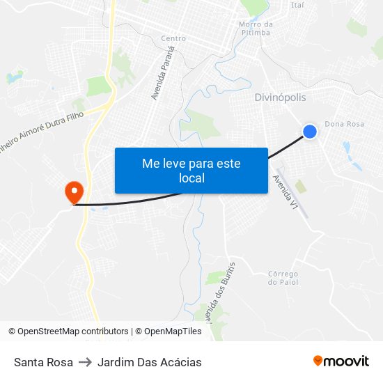 Santa Rosa to Jardim Das Acácias map