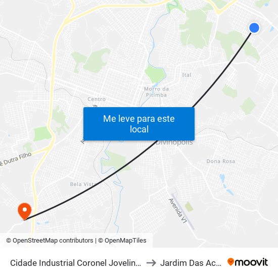 Cidade Industrial Coronel Jovelino Rabelo to Jardim Das Acácias map