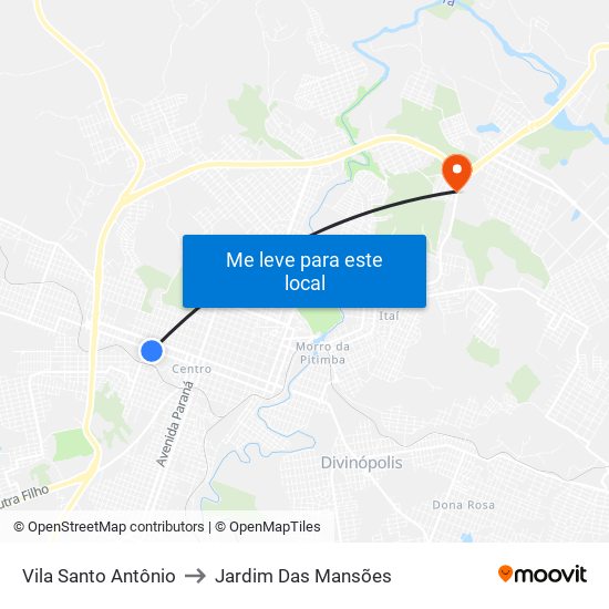 Vila Santo Antônio to Jardim Das Mansões map