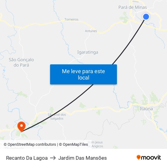 Recanto Da Lagoa to Jardim Das Mansões map