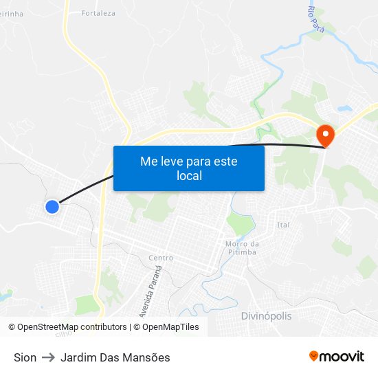 Sion to Jardim Das Mansões map