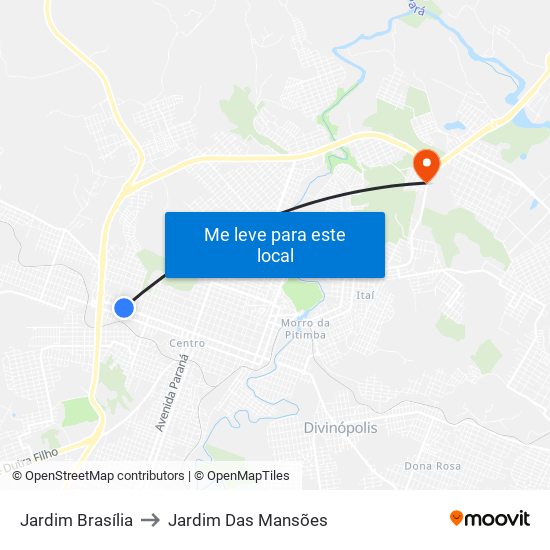 Jardim Brasília to Jardim Das Mansões map