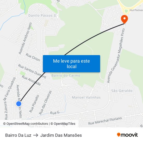 Bairro Da Luz to Jardim Das Mansões map