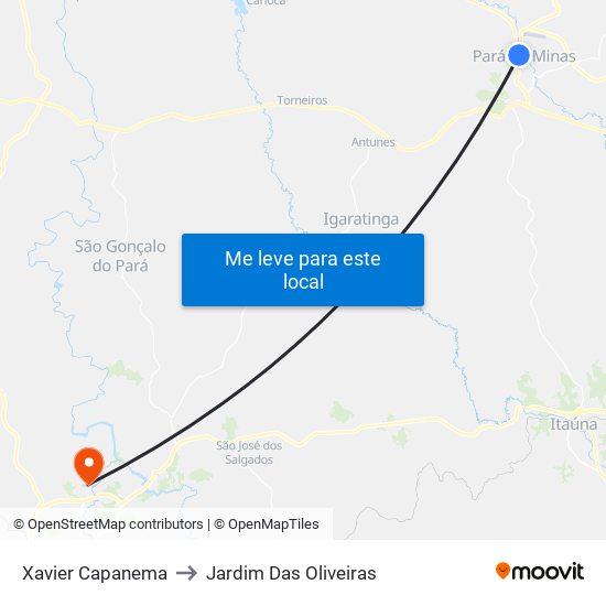 Xavier Capanema to Jardim Das Oliveiras map