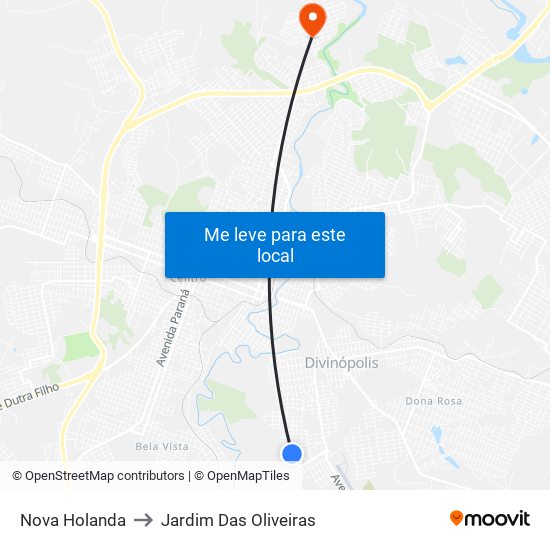 Nova Holanda to Jardim Das Oliveiras map
