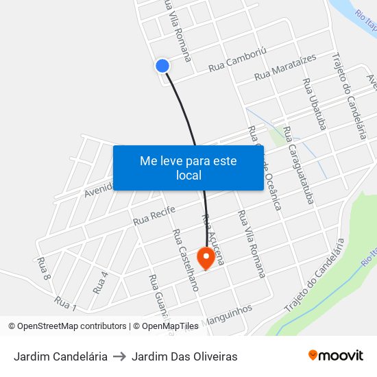 Jardim Candelária to Jardim Das Oliveiras map
