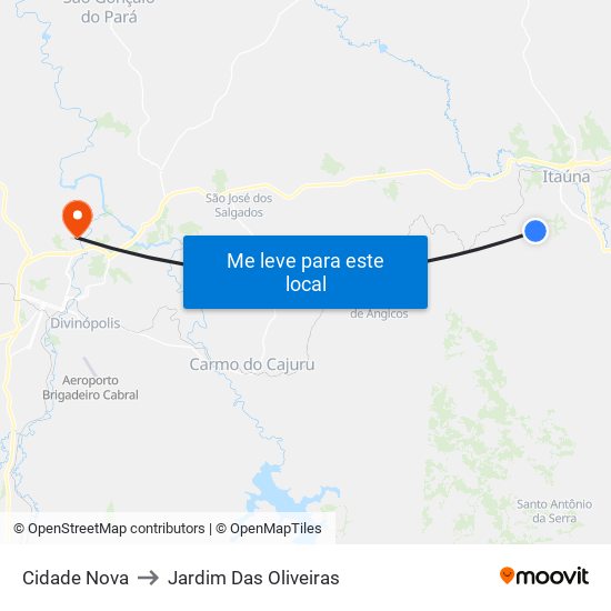 Cidade Nova to Jardim Das Oliveiras map