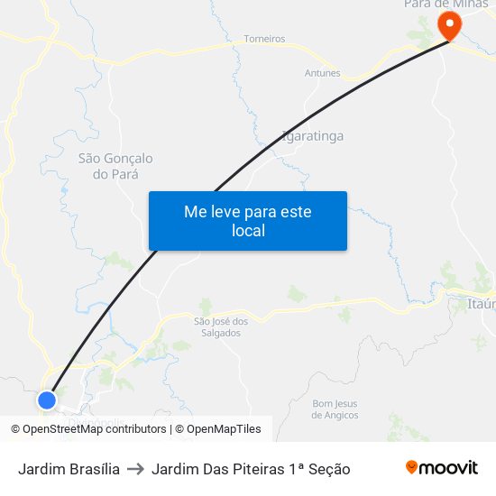 Jardim Brasília to Jardim Das Piteiras 1ª Seção map