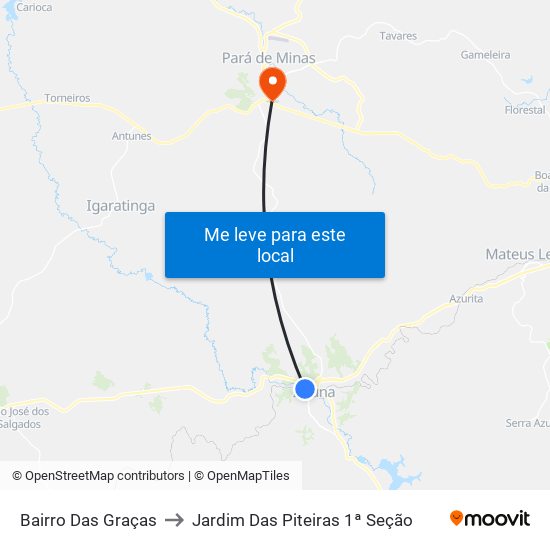 Bairro Das Graças to Jardim Das Piteiras 1ª Seção map