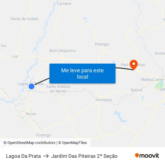 Lagoa Da Prata to Jardim Das Piteiras 2ª Seção map