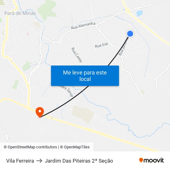 Vila Ferreira to Jardim Das Piteiras 2ª Seção map