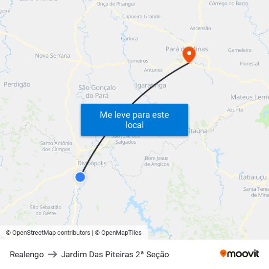 Realengo to Jardim Das Piteiras 2ª Seção map