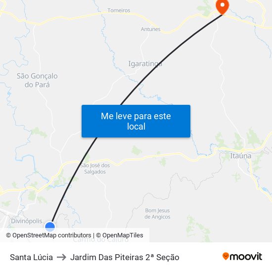 Santa Lúcia to Jardim Das Piteiras 2ª Seção map