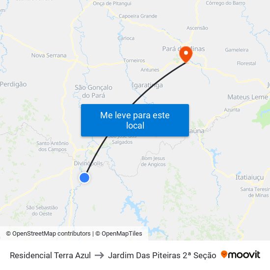 Residencial Terra Azul to Jardim Das Piteiras 2ª Seção map