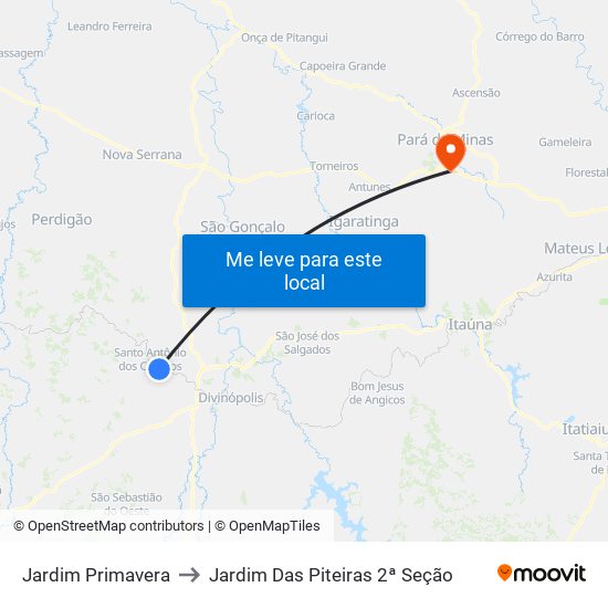 Jardim Primavera to Jardim Das Piteiras 2ª Seção map