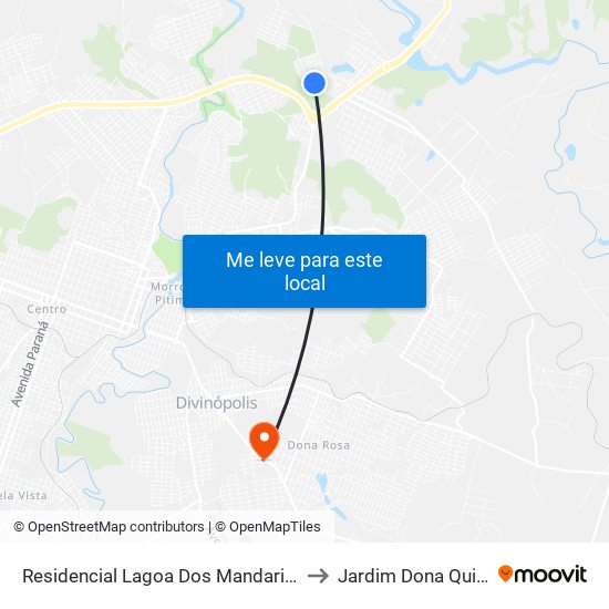 Residencial Lagoa Dos Mandarins to Jardim Dona Quita map