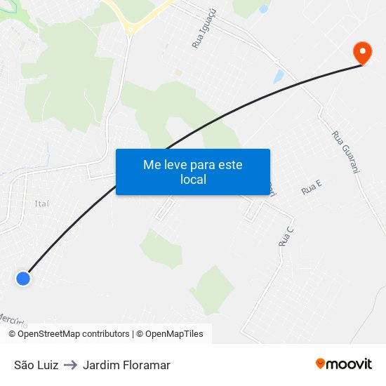 São Luiz to Jardim Floramar map