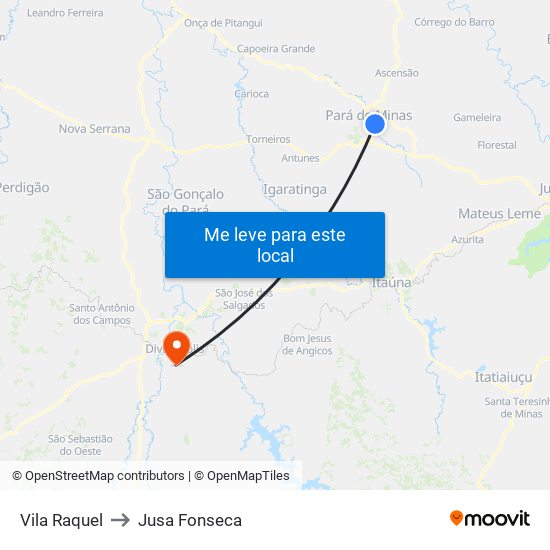 Vila Raquel to Jusa Fonseca map