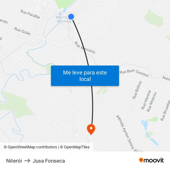 Niterói to Jusa Fonseca map