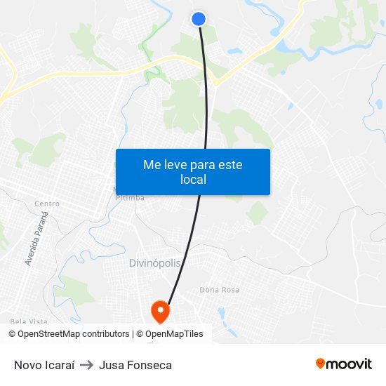 Novo Icaraí to Jusa Fonseca map