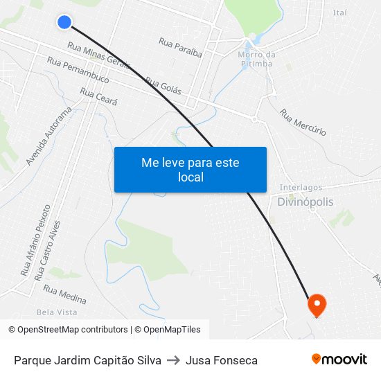 Parque Jardim Capitão Silva to Jusa Fonseca map