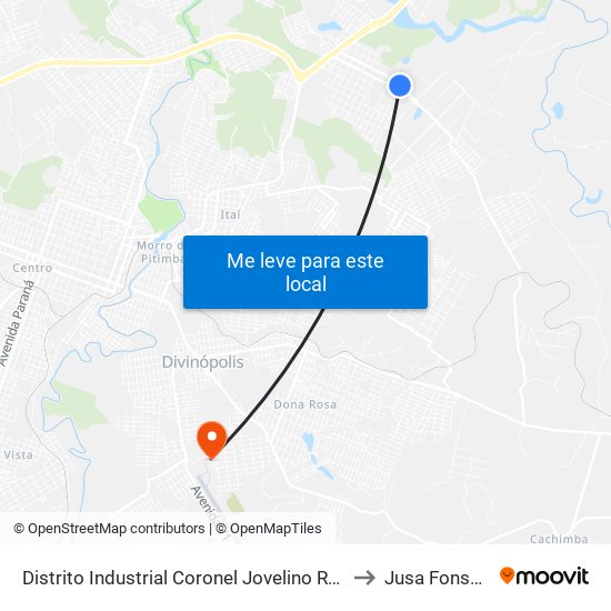 Distrito Industrial Coronel Jovelino Rabelo to Jusa Fonseca map