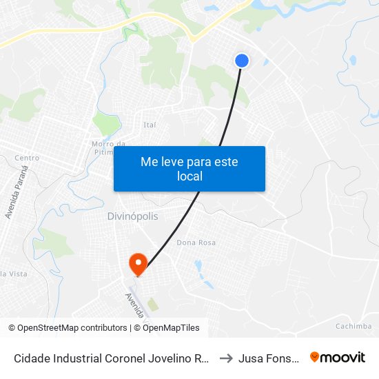 Cidade Industrial Coronel Jovelino Rabelo to Jusa Fonseca map