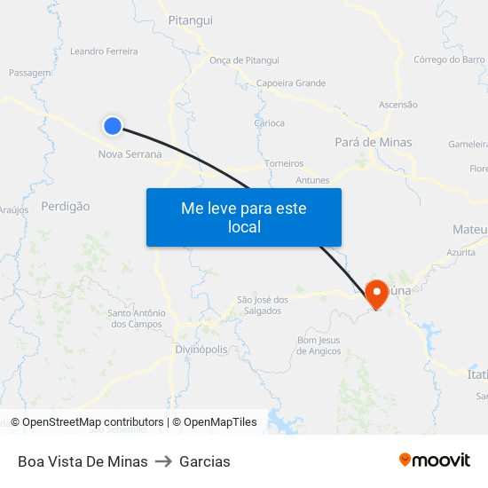 Boa Vista De Minas to Garcias map