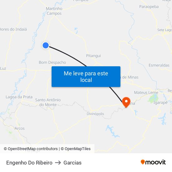 Engenho Do Ribeiro to Garcias map