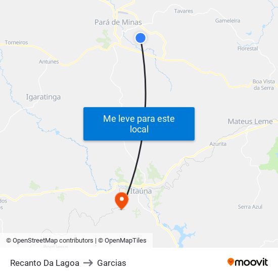 Recanto Da Lagoa to Garcias map