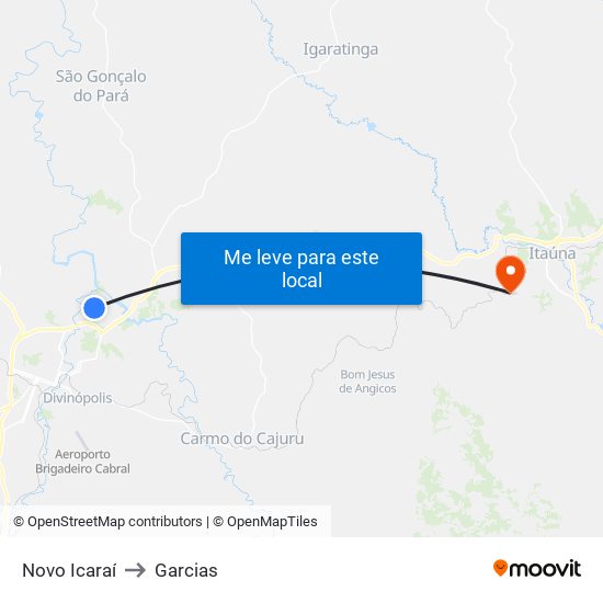 Novo Icaraí to Garcias map