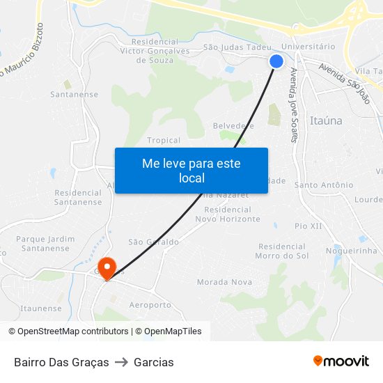 Bairro Das Graças to Garcias map