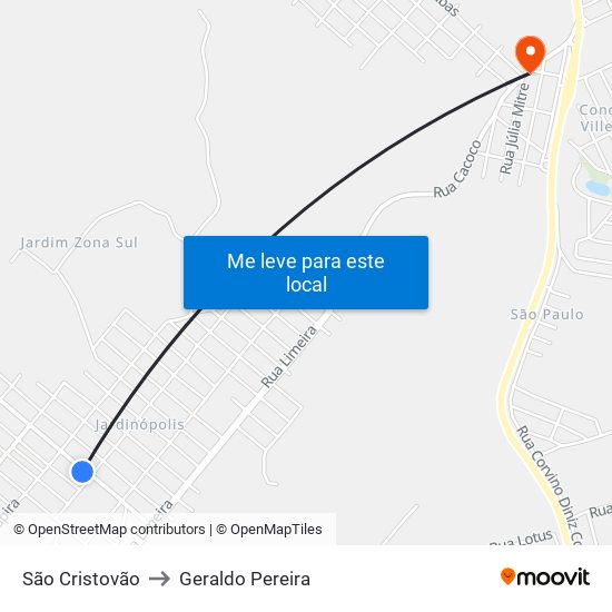 São Cristovão to Geraldo Pereira map