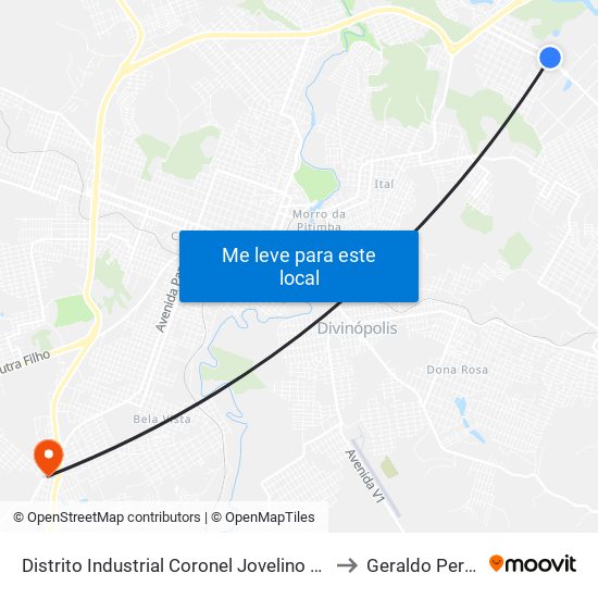Distrito Industrial Coronel Jovelino Rabelo to Geraldo Pereira map