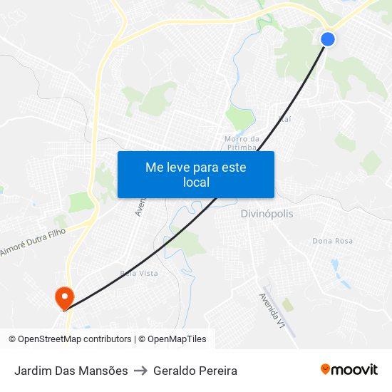 Jardim Das Mansões to Geraldo Pereira map