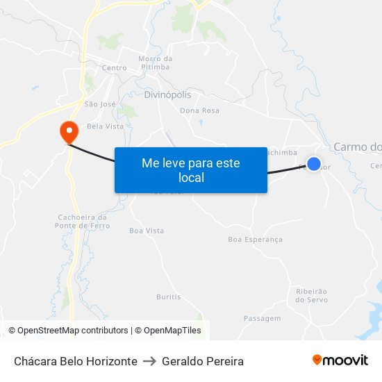 Chácara Belo Horizonte to Geraldo Pereira map