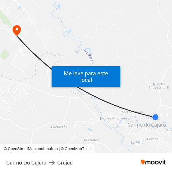 Carmo Do Cajuru to Grajaú map