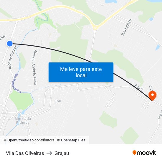 Vila Das Oliveiras to Grajaú map