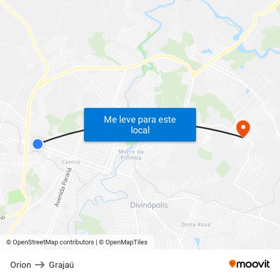 Orion to Grajaú map