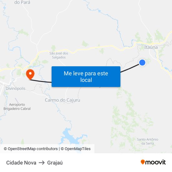 Cidade Nova to Grajaú map