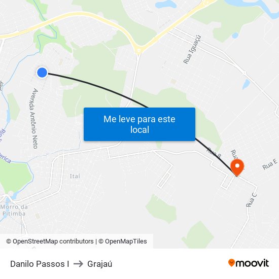 Danilo Passos I to Grajaú map