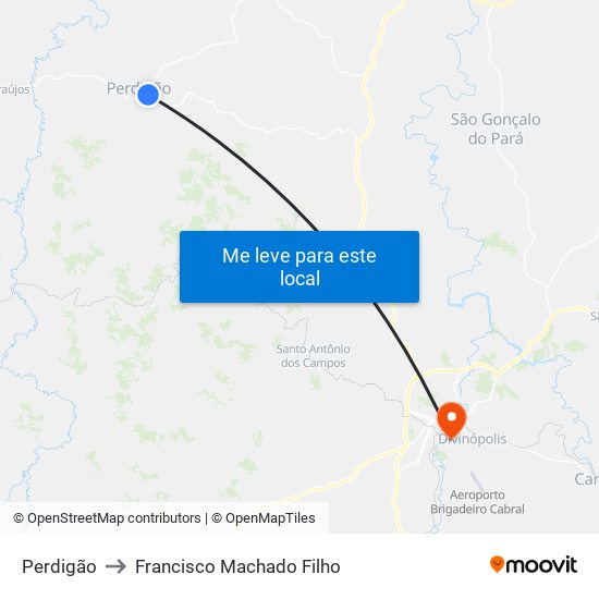 Perdigão to Francisco Machado Filho map