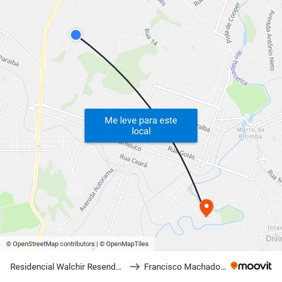 Residencial Walchir Resende Costa to Francisco Machado Filho map
