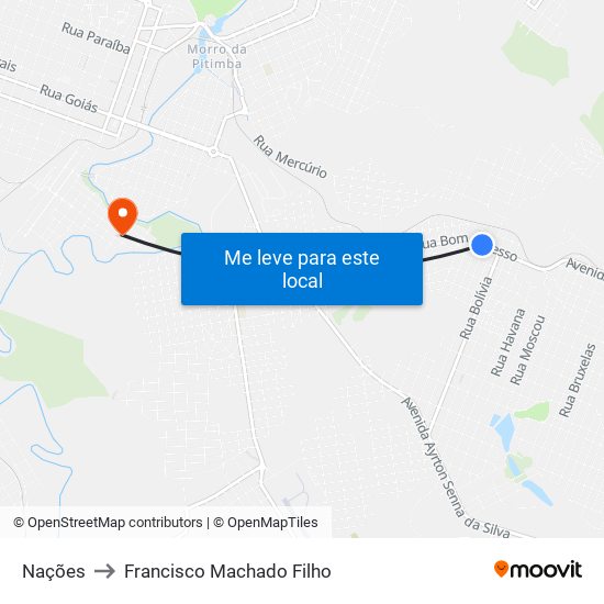 Nações to Francisco Machado Filho map