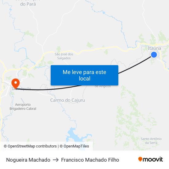 Nogueira Machado to Francisco Machado Filho map